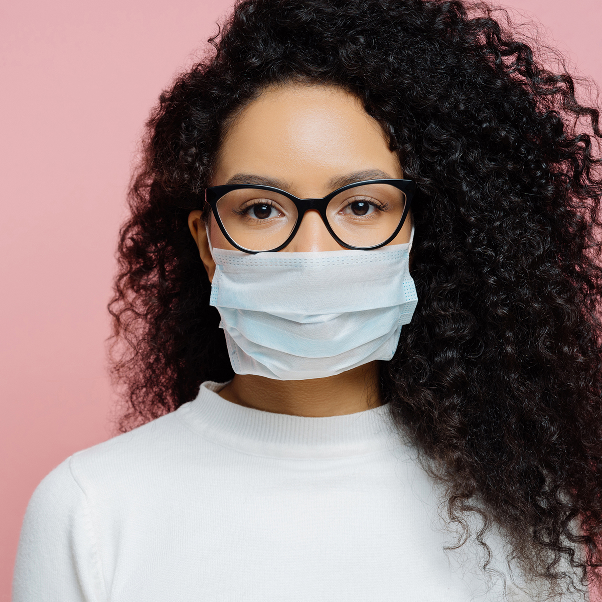 Woman wearing face mask